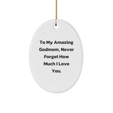 Funny Godmom Gifts from Family, Heartfelt To My Amazing Godmom Oval Ornament for Godmom, Christmas Unique Gifts - Image 1